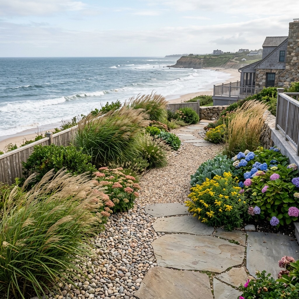 Coastal landscape planting in Montauk